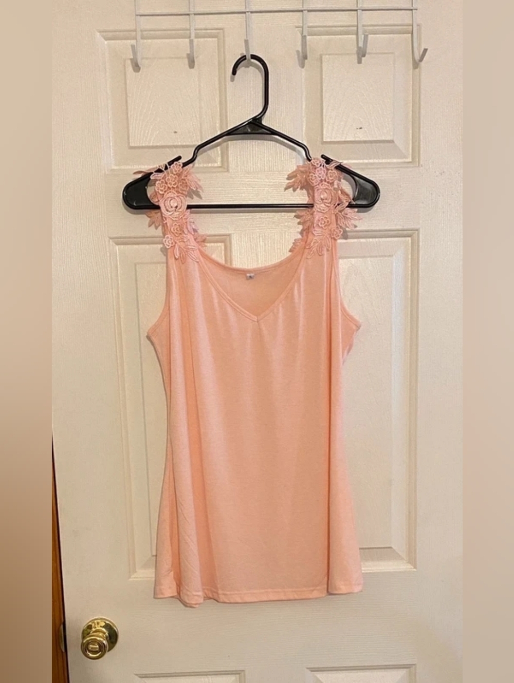 Peach Floral Applique Tank Top
